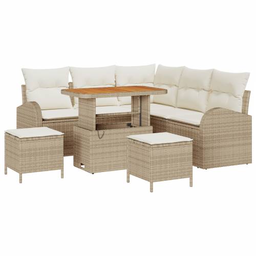 set od 8 vrtnih sofa s jastučićima bež poli ratan akacija Cijena