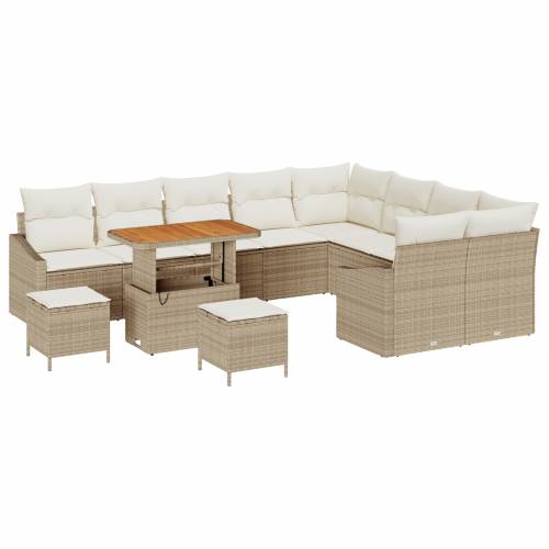 12-dijelni vrtni sofa set s jastučićima bež poli ratan akacija Cijena