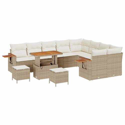 set od 12 komada vrtnih sofa s jastučićima bež poli ratan akacija Cijena