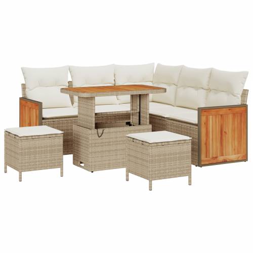 8-dijelni vrtni sofa set s jastučićima Bež Poli Ratan Akacija Cijena