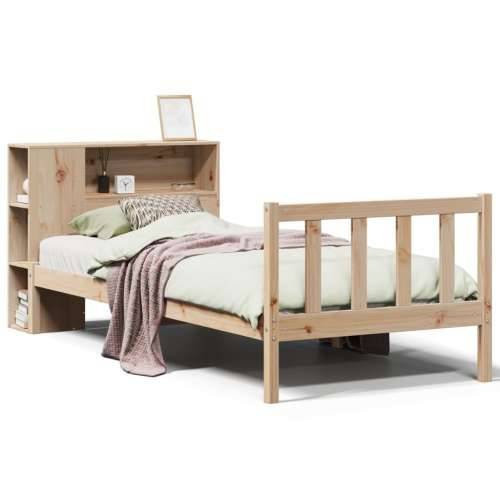 Krevet s regalom za knjige bez madraca 90x190 cm od borovine - Prirodna 90 x 190 cm Cijena