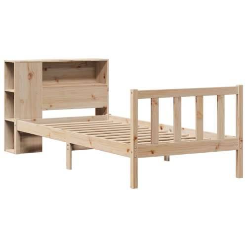 Krevet s regalom za knjige bez madraca 90x190 cm od borovine - Prirodna 90 x 190 cm Cijena