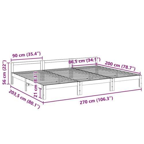 Obiteljski okvir kreveta bez madraca 270x200 cm Puno drvo Bor - Prirodna 270 x 200 cm Cijena