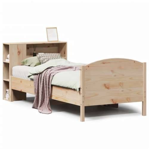 Krevet s regalom za knjige bez madraca 90x200 cm od borovine - Prirodna 90 x 200 cm Cijena