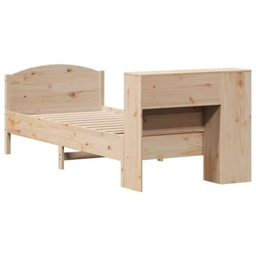 Krevet s regalom za knjige bez madraca 90x190 cm od borovine - Prirodna 90 x 190 cm Cijena