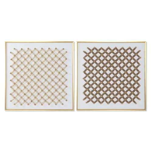 Slika Home ESPRIT Bijela zlatan Prirodno Apstraktno moderan 100 x 3,5 x 100 cm (2 kom.) Cijena