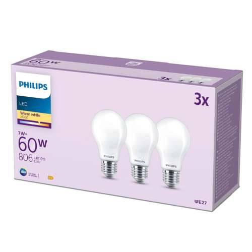 LED žarulja Philips A60 E27 Toplo bijela E 7 W 60 W E27 806 lm 3 kom. (2700 K) Cijena