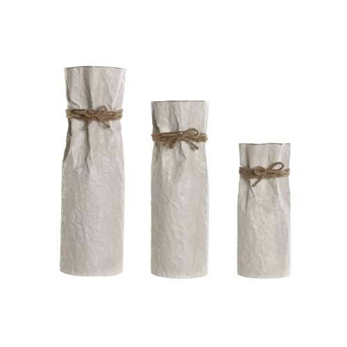 Set od 3 Vaze Home ESPRIT Bež Metal Uže 17 x 17 x 54 cm (3 Dijelovi) Cijena
