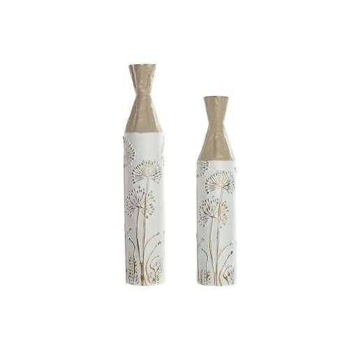 Set od 2 Vaze Home ESPRIT Bež Svijetlo smeđi Metal 13,5 x 13,5 x 71 cm (2 Dijelovi) Cijena