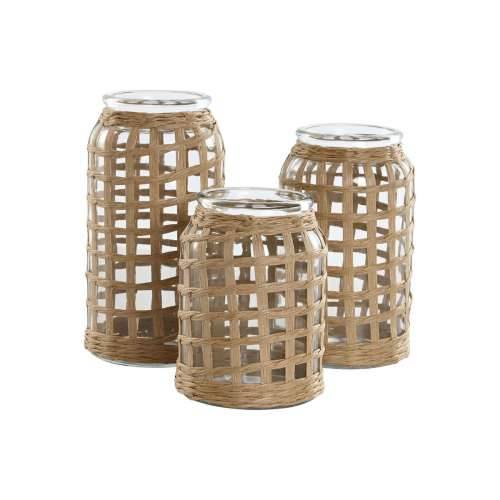 Set od 3 Vaze Home ESPRIT Prirodno Kristal 11 x 11 x 21 cm (3 Dijelovi) Cijena