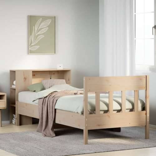 Krevet s regalom za knjige bez madraca 90x190 cm od borovine - Prirodna 90 x 190 cm Cijena