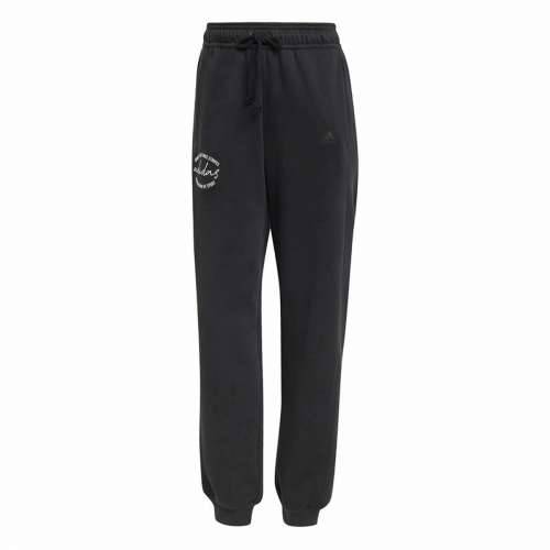 Dlhé športové nohavice Adidas Signature Graphic Print Fleece Loose Crna Dama Cijena