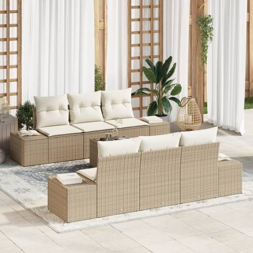 set od 7 dijelova vrtnih sofa s jastučićima bež poli ratan Cijena