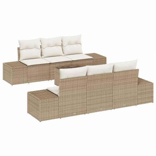 set od 7 dijelova vrtnih sofa s jastučićima bež poli ratan Cijena