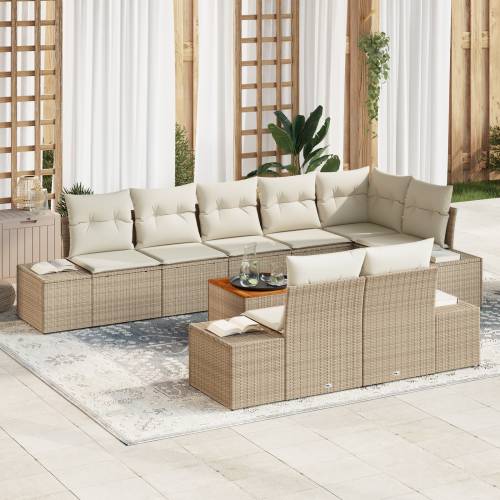 set od 9 vrtnih sofa s jastuком Bež Poli ratan Akacija Cijena