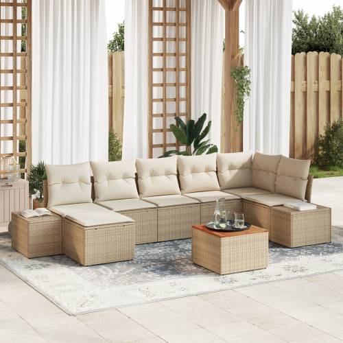 8-komadni vrtni sofa set s jastuсima bež poly ratan akacija Cijena