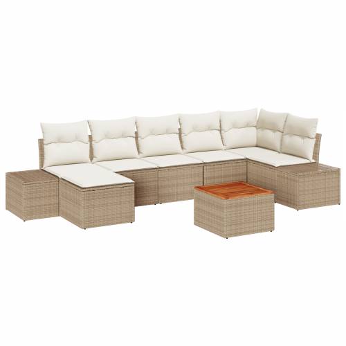 8-komadni vrtni sofa set s jastuсima bež poly ratan akacija Cijena
