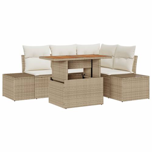 Set od 5 vrtnih sofa s jastučićima bež poli ratan Cijena
