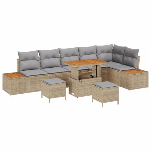 9 dijelni vrtni sofa set s jastučićima Bež Poli Ratan Akacija Cijena