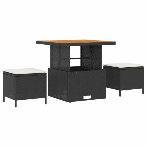 8 Dijelni Set Vrtnih Sofas s Jastučićima Crni Poli Ratan Akacija Cijena
