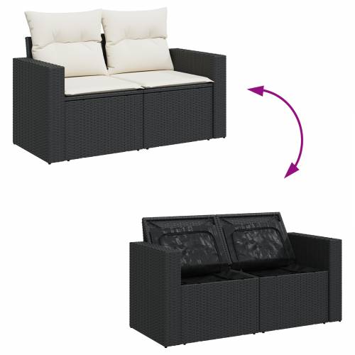 8 Dijelni Set Vrtnih Sofas s Jastučićima Crni Poli Ratan Akacija Cijena