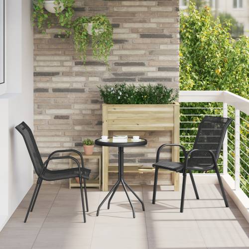 3-dijelni vrtni bistro set crni tekstilen i čelik Cijena
