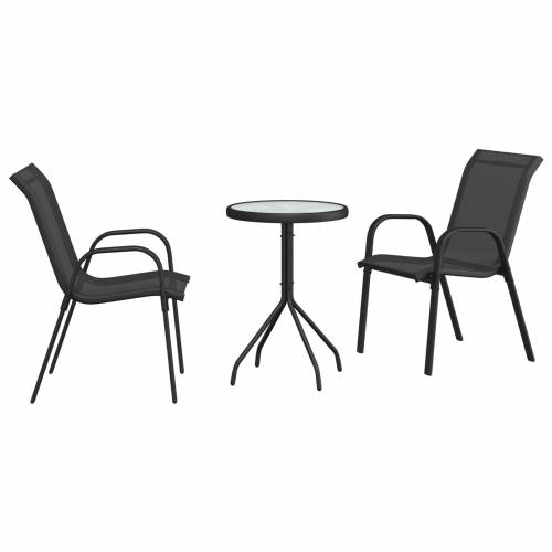 3-dijelni vrtni bistro set crni tekstilen i čelik Cijena