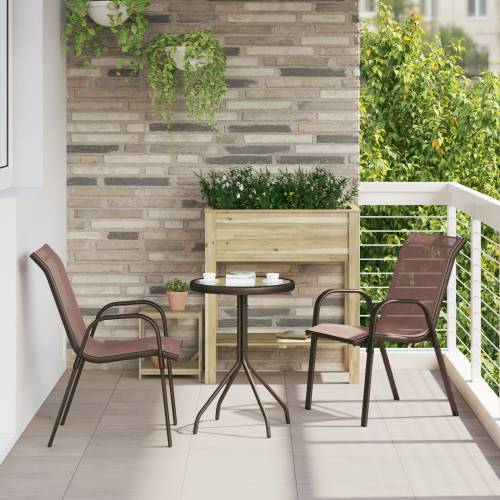 3-dijelni vrtni bistro set smeđe boje, tekstilen i čelik Cijena