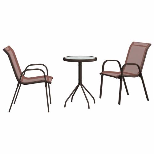 3-dijelni vrtni bistro set smeđe boje, tekstilen i čelik Cijena