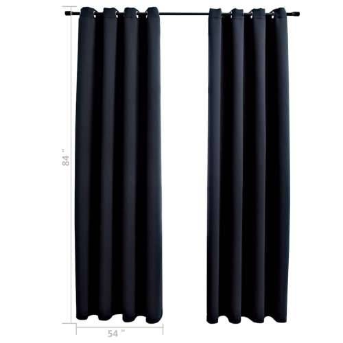 Zavjese za zamračivanje s prstenovima 2 kom. Crne 137x213 cm Tkanina - Crna 54” x 84” 2 Cijena