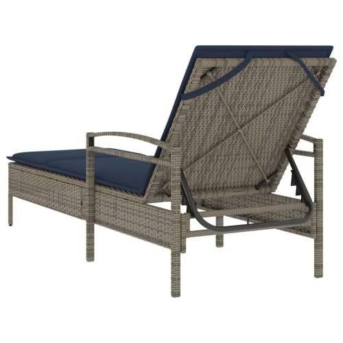 Ležaljka za sunčanje s jastukom siva 63x200x81 cm poli ratan (samo za SAD) - Siva 1 Cijena