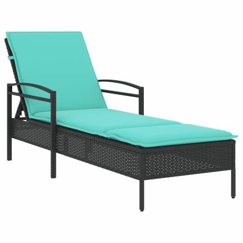 Ležaljka za sunčanje s jastukom crna 63x200x81 cm poli ratan (samo za SAD) - Crna 1 Cijena