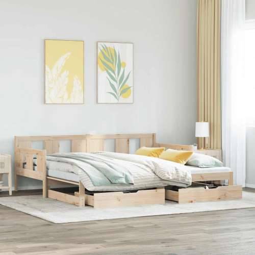 Dnevni krevet na razvlačenje s ladicama bez madraca 80x200 cm - Prirodna 80 x 200 cm Cijena