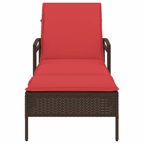 Ležaljka za sunčanje s jastukom smeđa 63x200x81 cm poli ratan (samo za SAD) - Smeđa 1 Cijena