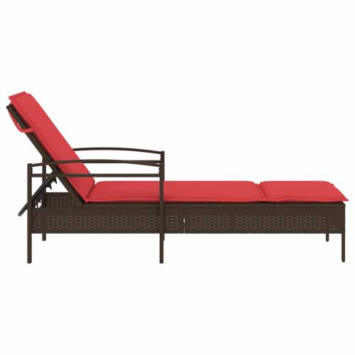 Ležaljka za sunčanje s jastukom smeđa 63x200x81 cm poli ratan (samo za SAD) - Smeđa 1 Cijena