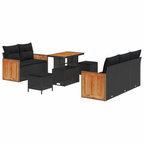 8-dijelni vrtni sofa set s jastučićima crni poli ratan akacija Cijena