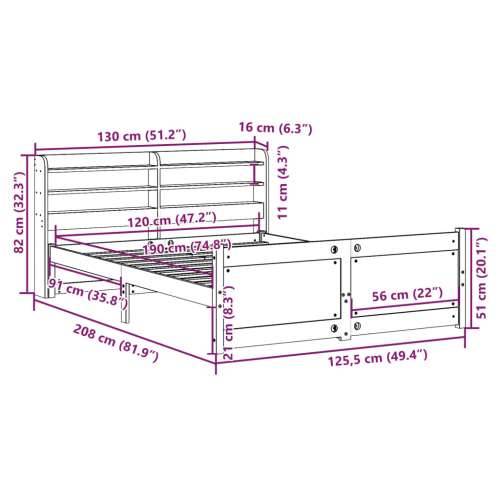 Okvir kreveta s uzglavljem bijeli 120 x 190 cm od borovine - Bijela 120 x 190 cm Cijena