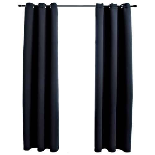 Zavjese za zamračivanje s prstenovima 2 kom. Crne 97x213 cm Tkanina - Crna 37” x 84” 2 Cijena