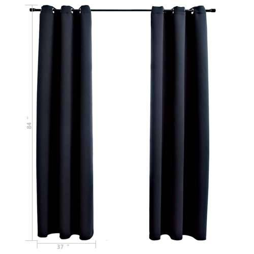 Zavjese za zamračivanje s prstenovima 2 kom. Crne 97x213 cm Tkanina - Crna 37” x 84” 2 Cijena
