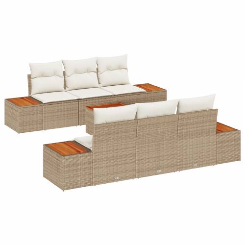 7 Dijelni Vrtni Sofa Set S Jastucima Bež Poli Ratan Akacija Cijena