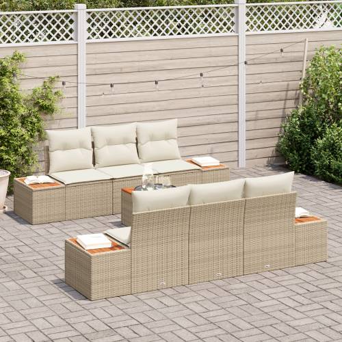 7 Dijelni Vrtni Sofa Set S Jastucima Bež Poli Ratan Akacija Cijena