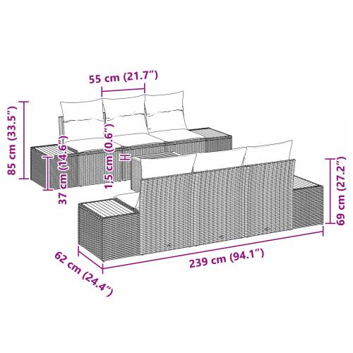 7 Dijelni Vrtni Sofa Set S Jastucima Bež Poli Ratan Akacija Cijena
