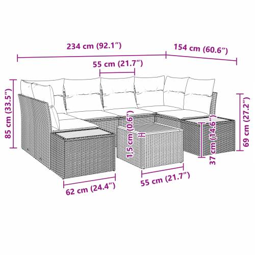 6-djelni set vrtnih sofa s jastucima bež poliratan akacija Cijena