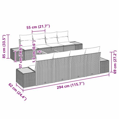 9 komada vrtni kauč set s jastučićima bež poli ratan akacija Cijena
