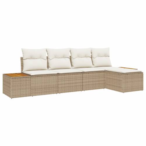 5-dijelni Vrtni Sofa Set s Jastučićima u Bež Poli Ratan Cijena