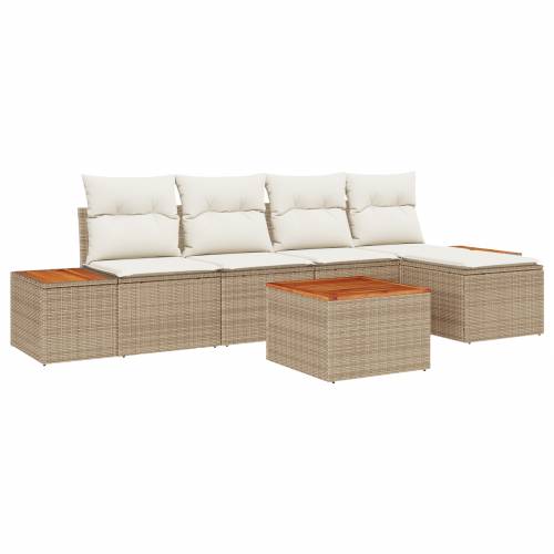 6 komadi vrtni sofa set s jastučićima bež poli ratan akacija Cijena