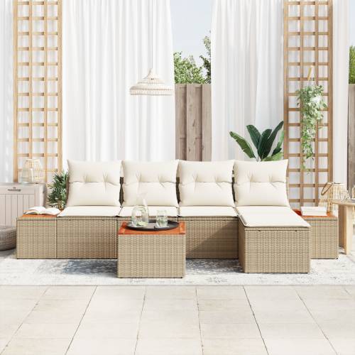 6 komadi vrtni sofa set s jastučićima bež poli ratan akacija Cijena