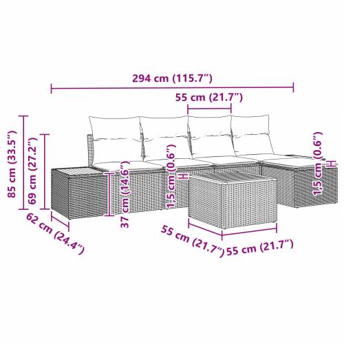 6 komadi vrtni sofa set s jastučićima bež poli ratan akacija Cijena