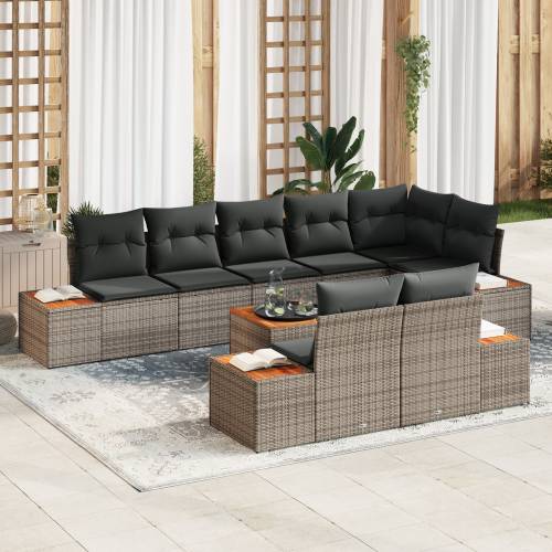 9-dijelni vrtni sofa set s jastučićima sivi poli ratan akacija Cijena