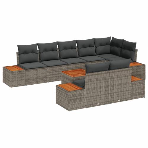 9-dijelni vrtni sofa set s jastučićima sivi poli ratan akacija Cijena